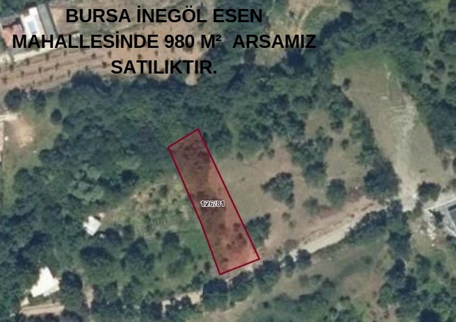 BURSA İNEGÖL ESEN MAHALLESİNDE 980 M²  ARSAMIZ SATILIKTIR. - BURSA İNEGÖL fotoğraf 2